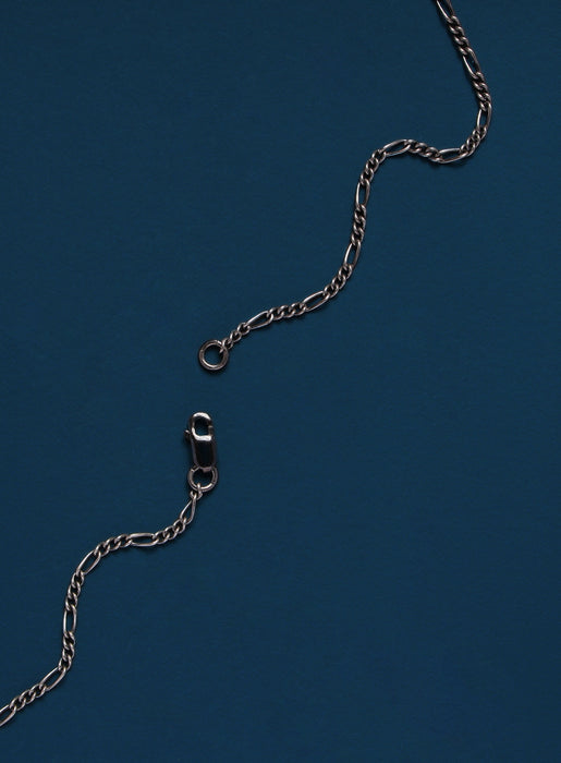 2mm Gunmetal Sterling Silver Figaro Chain Necklace for Men Necklace WE ARE ALL SMITH   