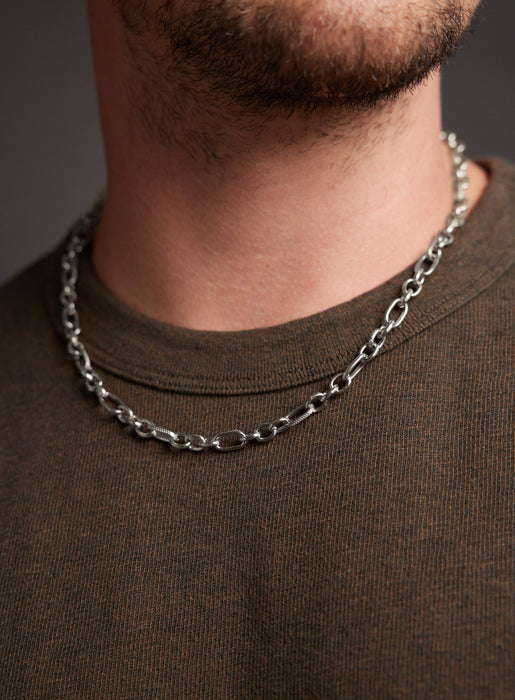 Waterproof 7mm 316L Stainless Steel Textured Cable Chain Necklace WE ARE ALL SMITH   