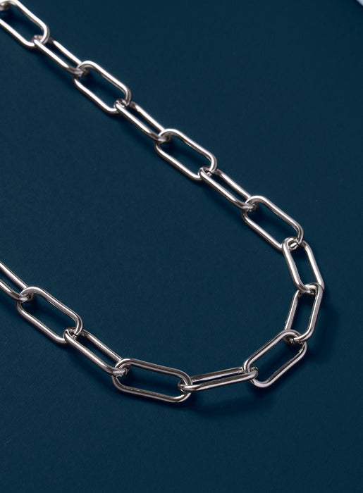 Waterproof Men's Silver Clip Style Large Cable Necklace Necklace WE ARE ALL SMITH   