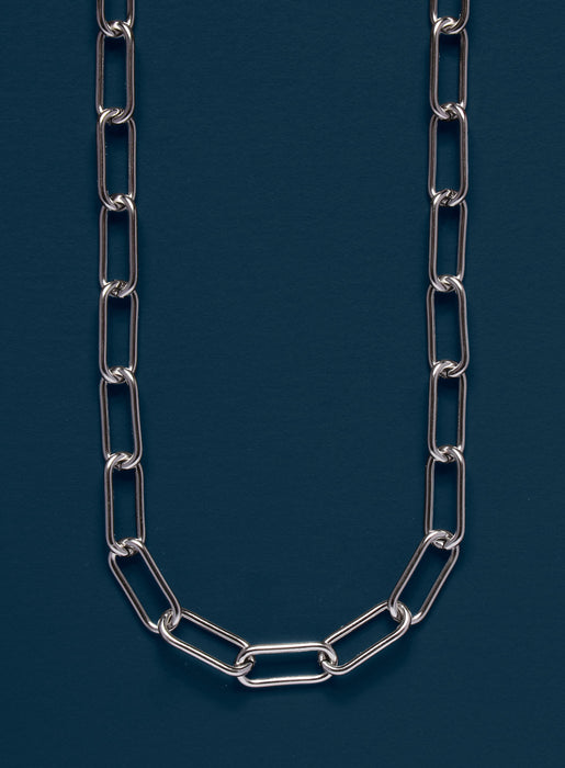 Waterproof Men's Silver Clip Style Large Cable Necklace Necklace WE ARE ALL SMITH   