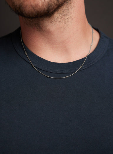 Waterproof Silver Stainless Steel Minimalist Satellite Chain Necklace Necklace WE ARE ALL SMITH   