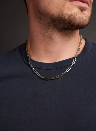 Waterproof Mens Silver Large Cable Chain Necklace Necklace WE ARE ALL SMITH   