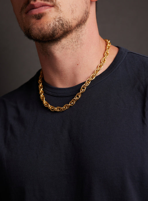 Men's Gold CHUNKY Thick Rope Chain Necklce