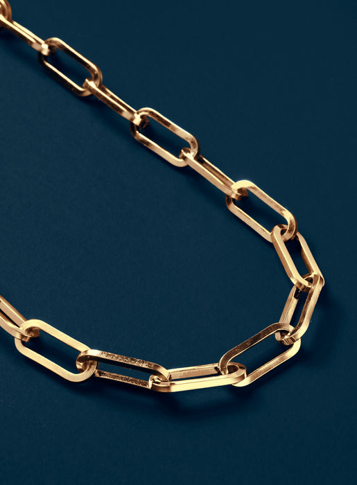 Men's Gold 8mm 14k Gold Plated Stainless Steel Cable Chain Necklace WE ARE ALL SMITH   