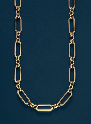 7mm Men's Gold Elongated Cable Chain Necklace for Men Necklace WE ARE ALL SMITH   