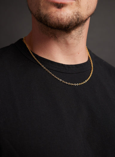 3mm 14k Gold Plated Classic Cable Chain Necklace for Men Necklace WE ARE ALL SMITH   