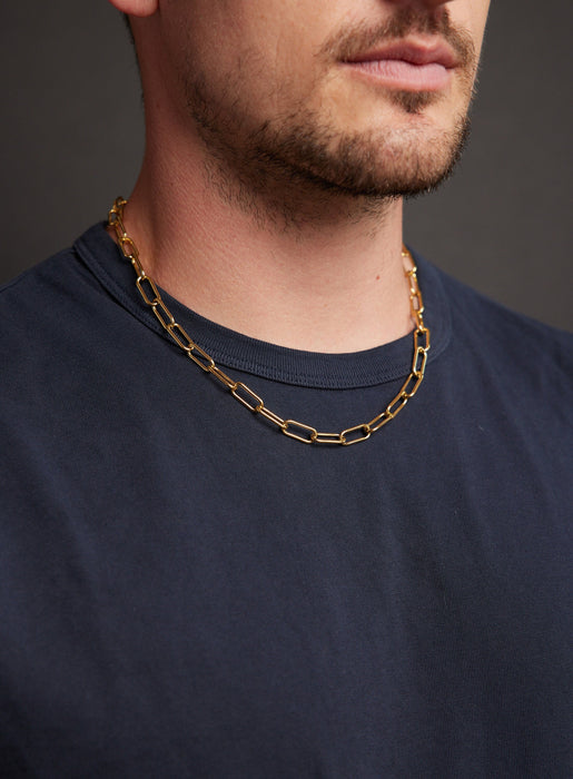 8mm Gold Men's Clip Cable Link Necklace Chain for Men