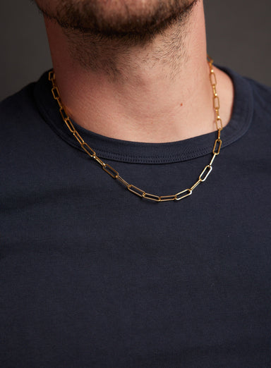 Long thick gold chain necklace discount