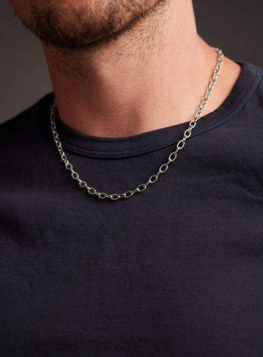 5mm Waterproof Silver Cable Chain Necklace for Men Necklace WE ARE ALL SMITH   