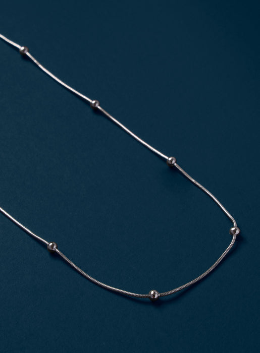 Waterproof Silver Stainless Steel Minimalist Satellite Chain Necklace Necklace WE ARE ALL SMITH   