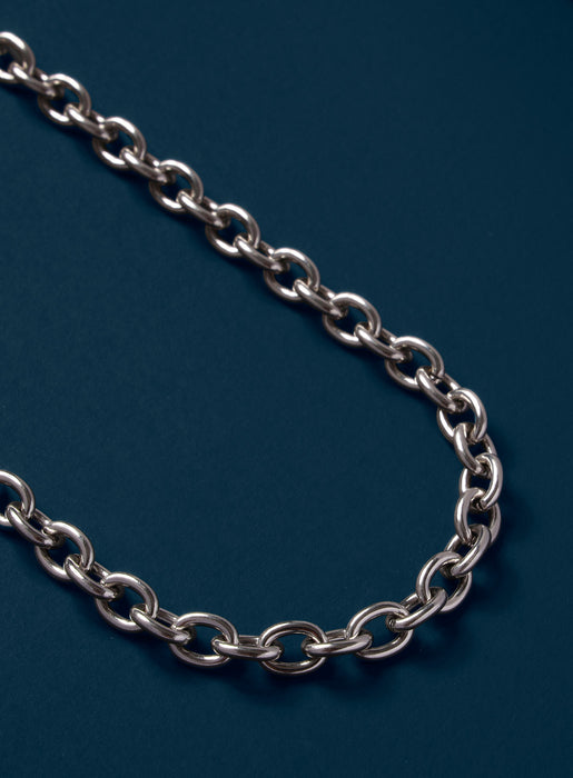 Waterproof Chunky 7mm 316L Silver Stainless Steel Oval Cable Chain Necklace WE ARE ALL SMITH   