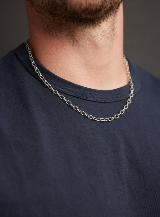 5mm Waterproof Silver Cable Chain Necklace for Men