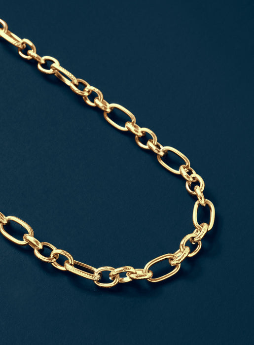 Men's 7mm 14k Gold Plated Textured Cable Chain Necklace Necklace WE ARE ALL SMITH   