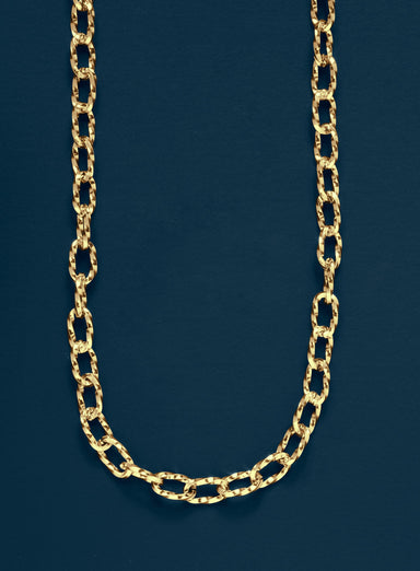 Men's Gold Necklace 6mm Oval Bevel Cable Chain Necklace Necklace WE ARE ALL SMITH   
