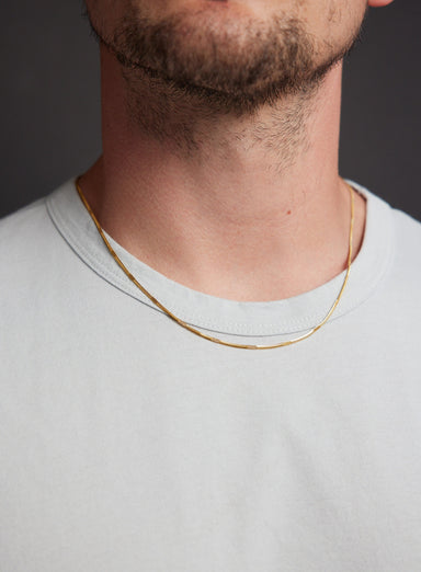 Gold Herringbone Style Chain with Repeating Pattern Necklace WE ARE ALL SMITH   