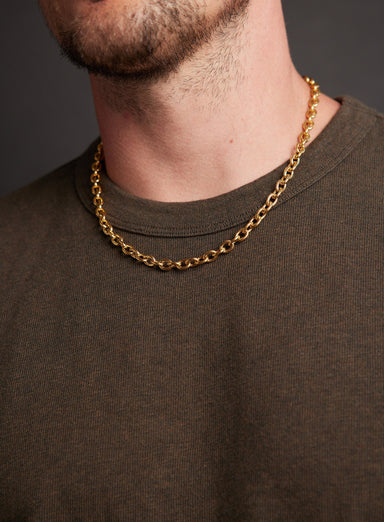 Men's 7mm Thick Oval Cable Gold Chain Necklace Necklace WE ARE ALL SMITH   