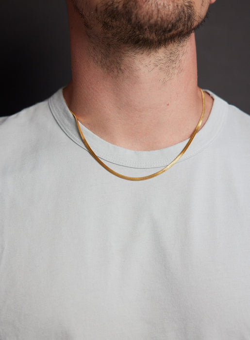 Mens silver herringbone chain necklace, 3mm – KISPER