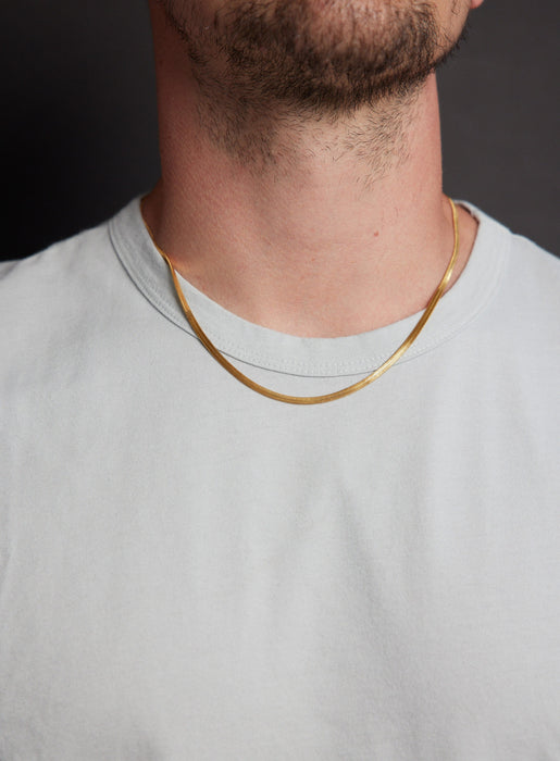 3mm Herringbone Gold Chain Necklace for Men Necklace WE ARE ALL SMITH   