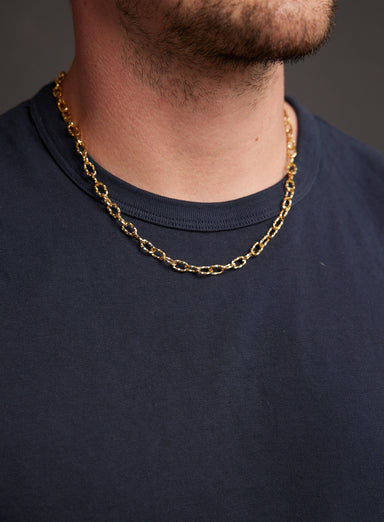 Men's Gold Necklace 6mm Oval Bevel Cable Chain Necklace Necklace WE ARE ALL SMITH   