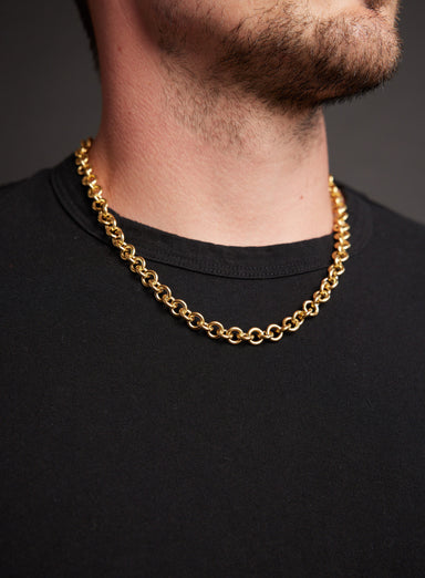9mm Gold Round Cable Chain Necklace for Men Necklace WE ARE ALL SMITH   