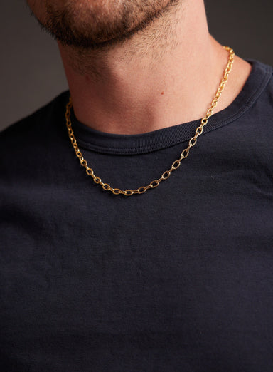 5mm Gold Textured Cable Chain Necklace for Men Necklace WE ARE ALL SMITH   