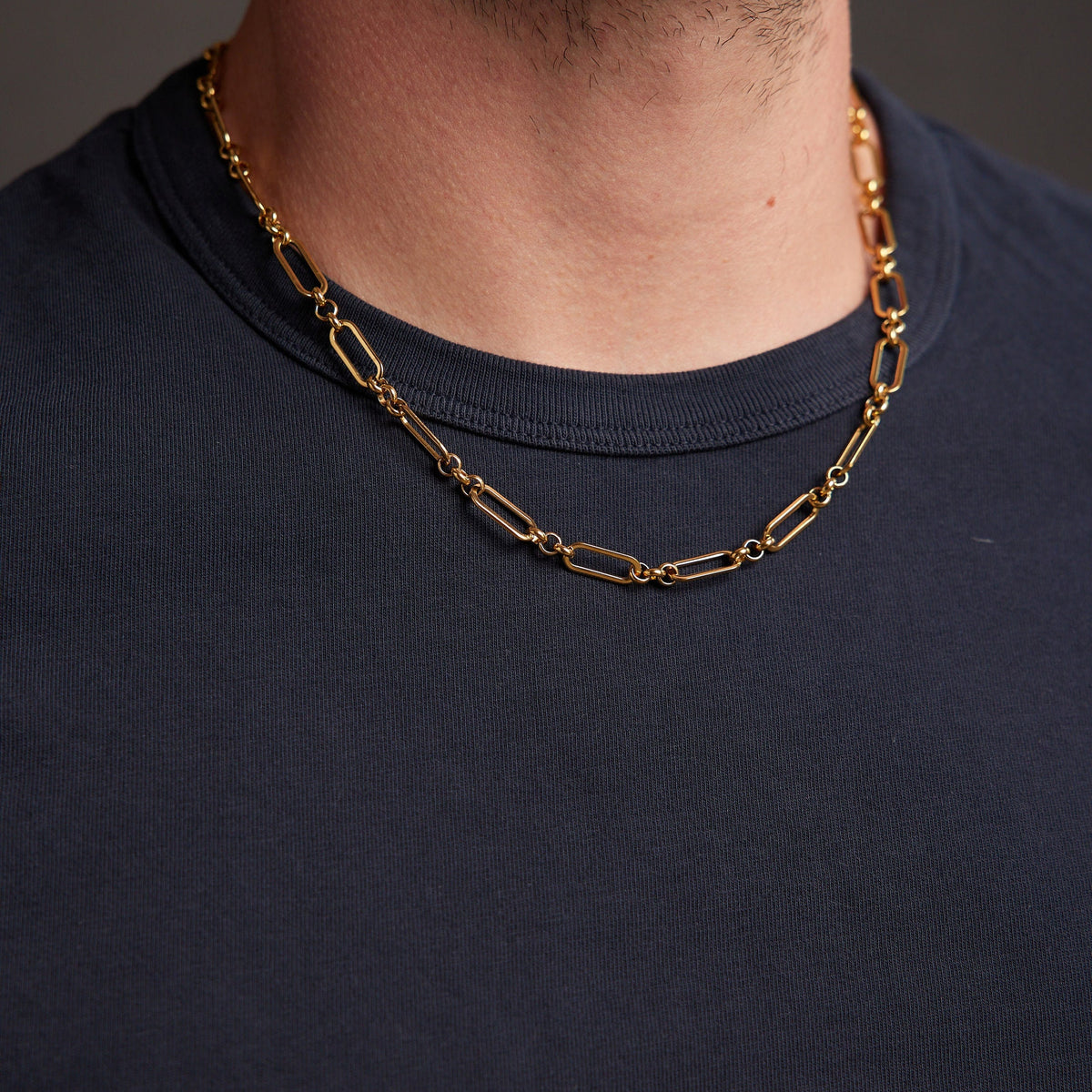 7mm Men's Gold Elongated Cable Chain Necklace for Men — WE ARE ALL SMITH