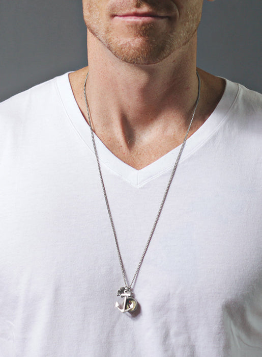 Silver Anchor and Compass Necklace for Men Jewelry We Are All Smith   