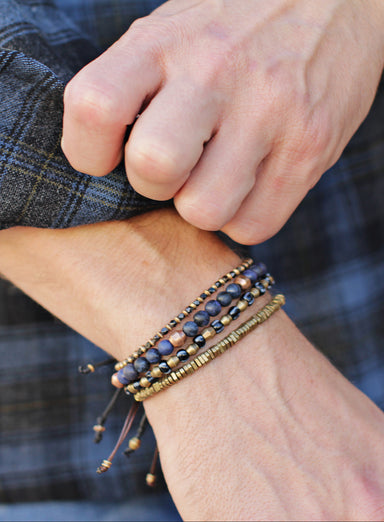 Raw Brass Triangles Beaded Men's Bracelet Bracelets We Are All Smith   
