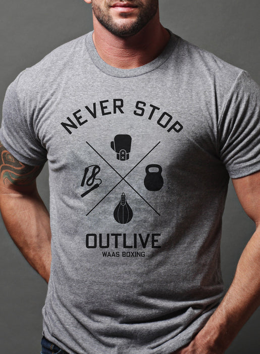 Never Stop / Outlive Gray Short sleeve t-shirt  WE ARE ALL SMITH   