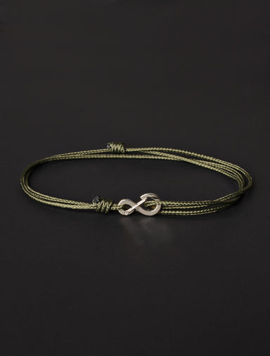 Infinity Bracelet - Olive cord men's bracelet with silver clasp Jewelry We Are All Smith   