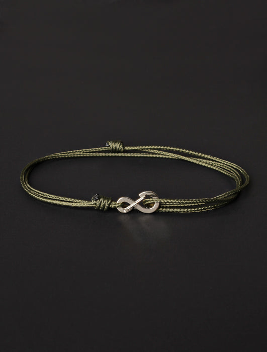 Infinity Bracelet - Olive cord men's bracelet with silver clasp Jewelry We Are All Smith   