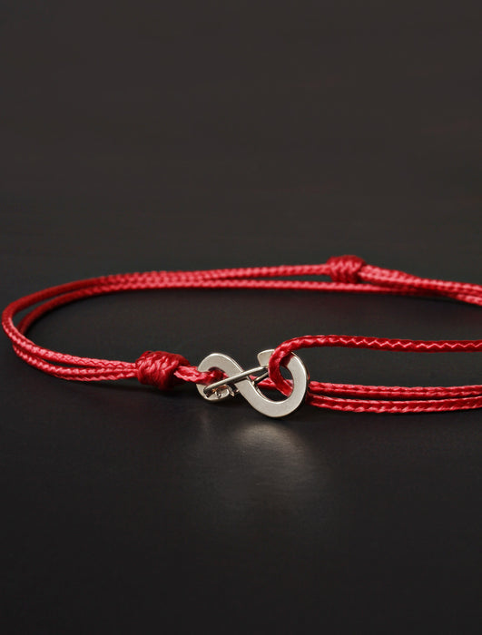 Infinity Bracelet - Red cord men's bracelet with silver clasp Jewelry We Are All Smith   