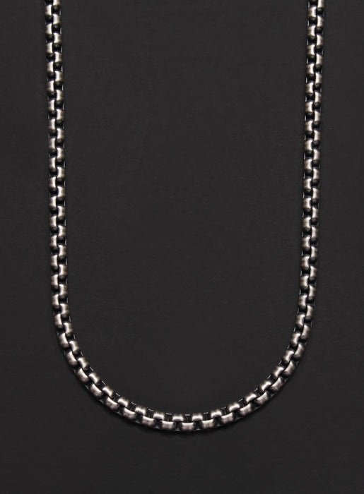 OXIDIZED STERLING SILVER ROUND BOX CHAIN MEN'S NECKLACE Necklace WE ARE ALL SMITH: Men's Jewelry & Clothing.   