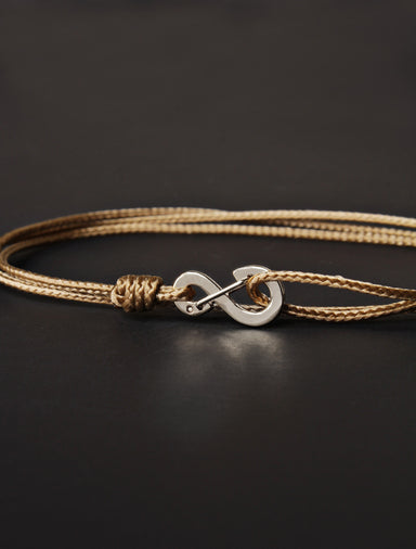 Infinity Bracelet - Taupe cord men's bracelet with silver clasp Jewelry We Are All Smith   