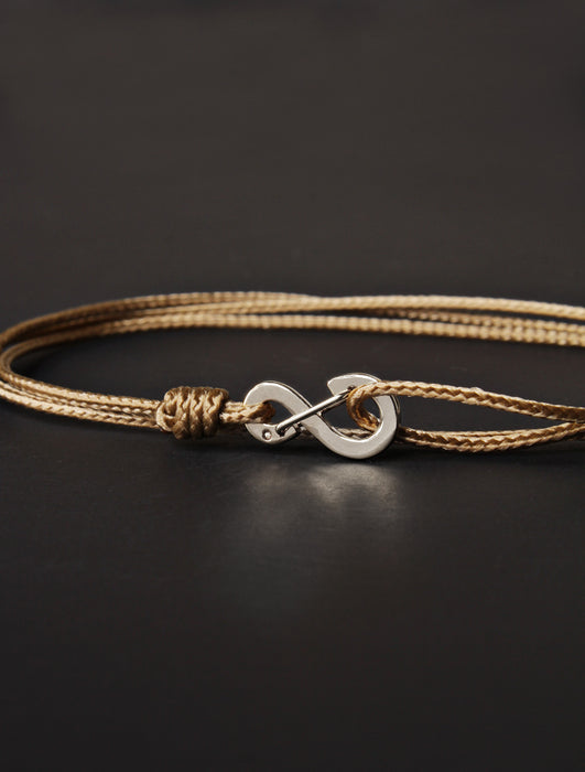 Infinity Bracelet - Taupe cord men's bracelet with silver clasp Jewelry We Are All Smith   