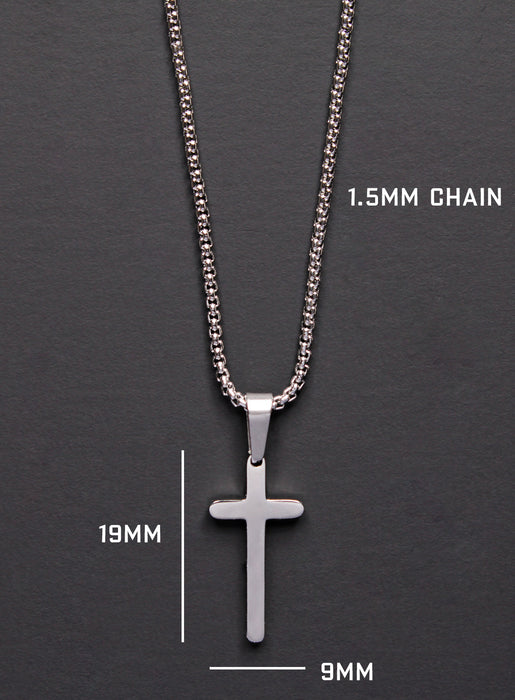 MINI STAINLESS STEEL CROSS NECKLACE FOR MEN - Main Image