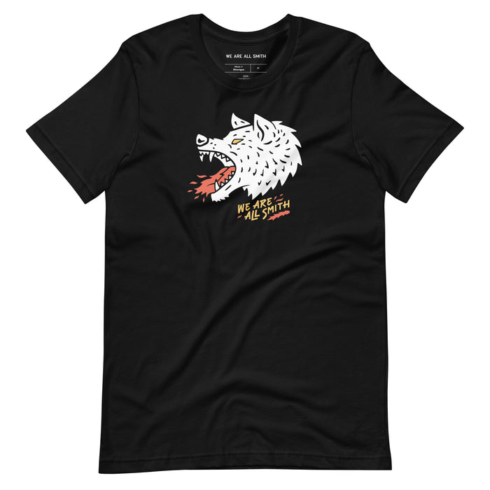 Wolfie Black Unisex Short Sleeve t-shirt  WE ARE ALL SMITH: Men's Jewelry & Clothing. XS  