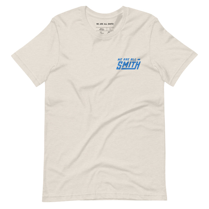 Heather Dust Blue WAAS logo Unisex t-shirt T-Shirts WE ARE ALL SMITH: Men's Jewelry & Clothing. S  