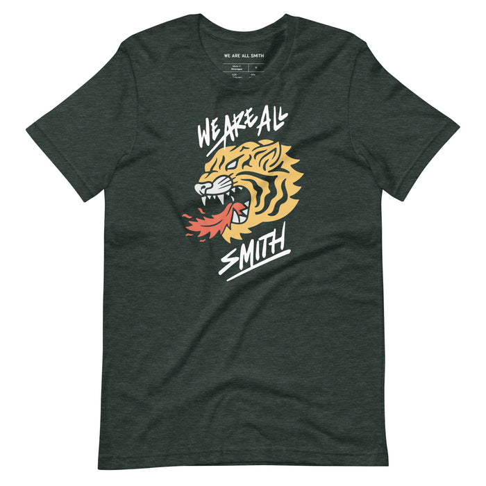 WAAS Tiger Green Heather Short Sleeve Unisex t-shirt  WE ARE ALL SMITH: Men's Jewelry & Clothing. S  