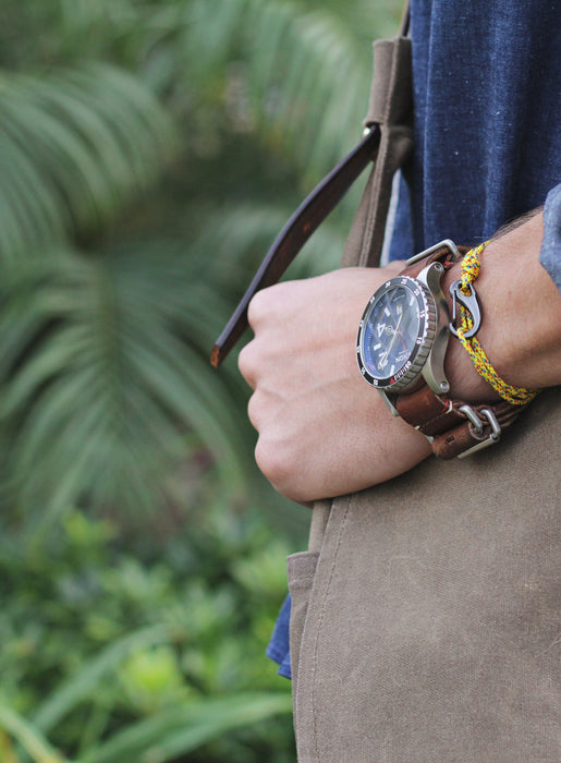 "Daylight" Yellow + Gunmetal Cord Bracelet (06K) Bracelets We Are All Smith   